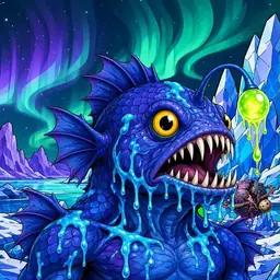 Oozlings #6182, Anglerfish · Aurora Ice
