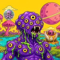 Oozlings #6204, Eyeball Cluster · Turquoise Swamp