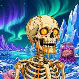 Oozlings #6207, Skull · Aurora Ice