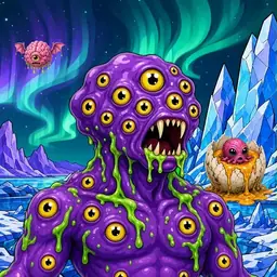 Oozlings #6215, Eyeball Cluster · Aurora Ice