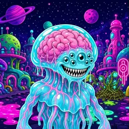 Oozlings #6217, Jellyfish Brain · Neon City
