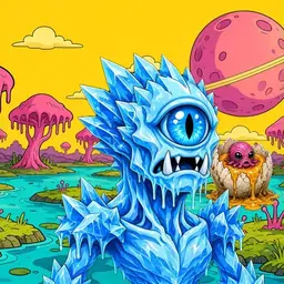 Oozlings #6219, Ice Cyclops · Turquoise Swamp