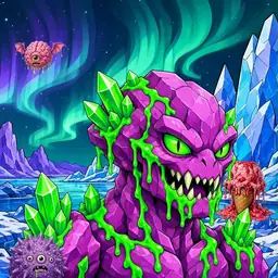 Oozlings #6228, Mutated Crystal Rock · Aurora Ice
