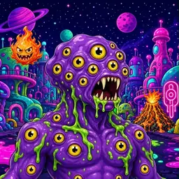 Oozlings #6235, Eyeball Cluster · Neon City
