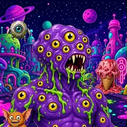 Oozlings #6248, Eyeball Cluster · Neon City