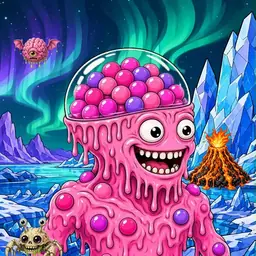 Oozlings #6251, Gumball Brain · Aurora Ice