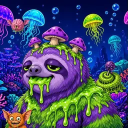 Oozlings #6254, Slime Sloth · Glow Reef