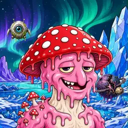 Oozlings #6276, Mushroom Head · Aurora Ice