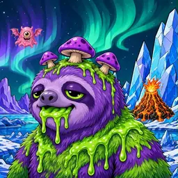 Oozlings #6278, Slime Sloth · Aurora Ice