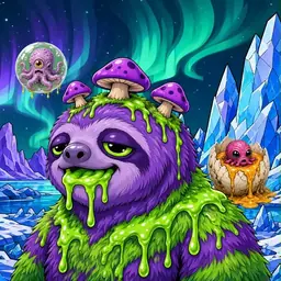 Oozlings #6282, Slime Sloth · Aurora Ice