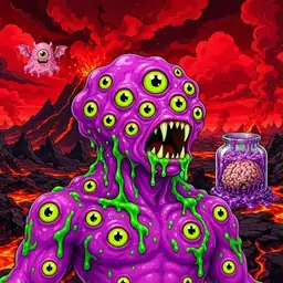 Oozlings #6285, Mutated Eyeball Cluster · Lava Fields