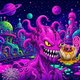 Oozlings #6286, Squid · Neon City