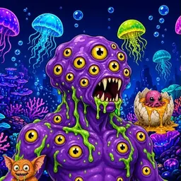 Oozlings #6292, Eyeball Cluster · Glow Reef