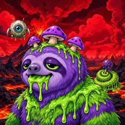 Oozlings #6297, Slime Sloth · Lava Fields