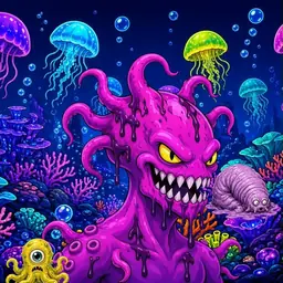 Oozlings #6298, Squid · Glow Reef