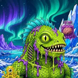 Oozlings #6299, Swamp Fish · Aurora Ice