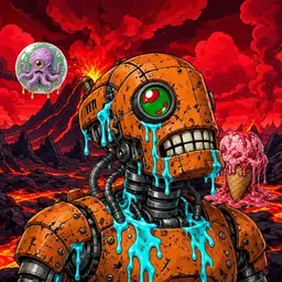 Oozlings #630, Rusty Robot · Lava Fields