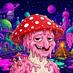 Oozlings #6305, Mushroom Head · Neon City