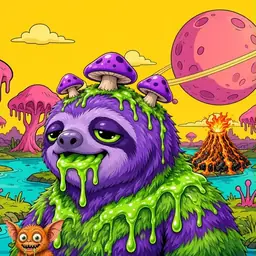 Oozlings #6312, Slime Sloth · Turquoise Swamp