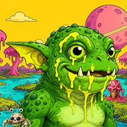 Oozlings #6314, Mutated Toad Goblin · Turquoise Swamp