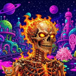 Oozlings #6336, Fire Skull · Neon City