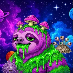 Oozlings #6337, Mutated Slime Sloth · Void Nebula