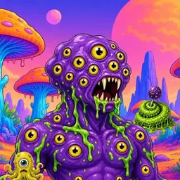 Oozlings #6338, Eyeball Cluster · Mushroom Desert
