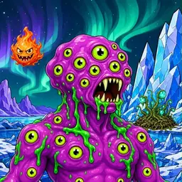 Oozlings #6341, Mutated Eyeball Cluster · Aurora Ice