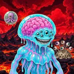 Oozlings #6347, Jellyfish Brain · Lava Fields