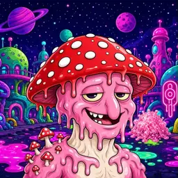 Oozlings #6348, Mushroom Head · Neon City