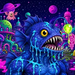 Oozlings #635, Anglerfish · Neon City