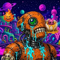 Oozlings #6351, Rusty Robot · Neon City