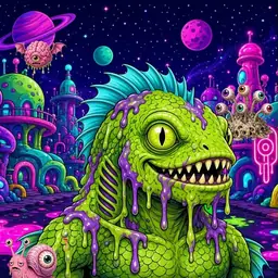 Oozlings #6353, Swamp Fish · Neon City