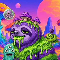 Oozlings #6372, Slime Sloth · Mushroom Desert