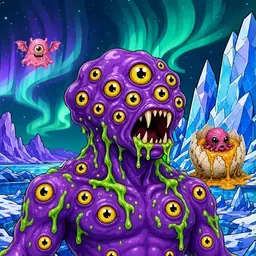 Oozlings #6373, Eyeball Cluster · Aurora Ice
