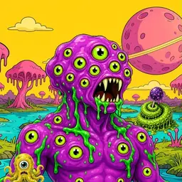 Oozlings #6374, Mutated Eyeball Cluster · Turquoise Swamp