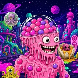 Oozlings #6376, Gumball Brain · Neon City