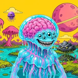 Oozlings #6381, Jellyfish Brain · Turquoise Swamp