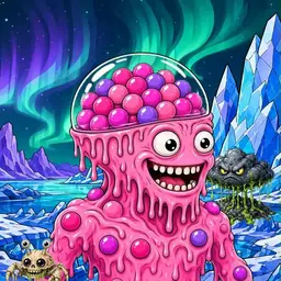 Oozlings #6383, Gumball Brain · Aurora Ice