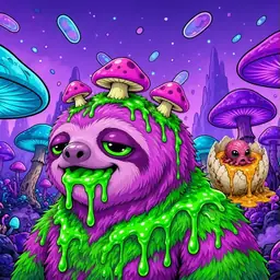Oozlings #6387, Mutated Slime Sloth · Fungus Forest