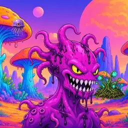 Oozlings #64, Squid · Mushroom Desert