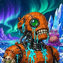 Oozlings #6406, Rusty Robot · Aurora Ice