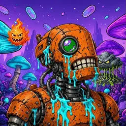 Oozlings #6407, Rusty Robot · Fungus Forest