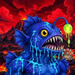 Oozlings #6409, Anglerfish · Lava Fields
