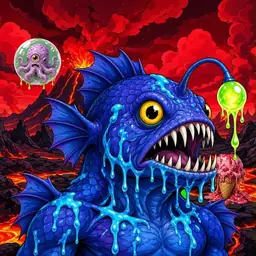 Oozlings #6411, Anglerfish · Lava Fields