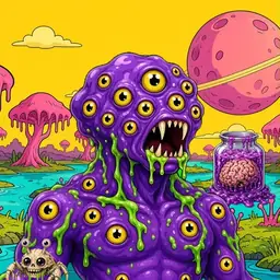 Oozlings #6412, Eyeball Cluster · Turquoise Swamp
