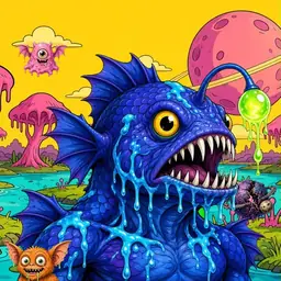 Oozlings #6419, Anglerfish · Turquoise Swamp