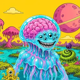 Oozlings #6421, Jellyfish Brain · Turquoise Swamp