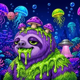 Oozlings #644, Slime Sloth · Glow Reef