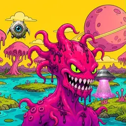 Oozlings #6442, Mutated Squid · Turquoise Swamp